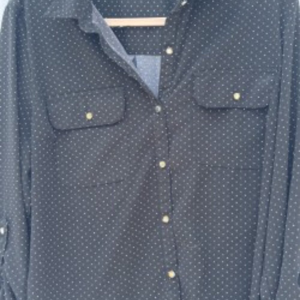 Notations- Xl polka dot button down shirt- Easy care